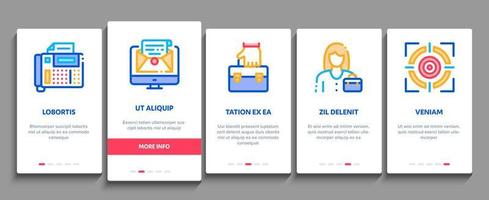 beheerder bedrijf onboarding elementen pictogrammen reeks vector