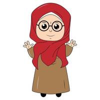 schattig meisje tekenfilm met hijab vector