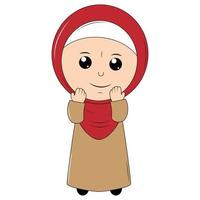 schattig meisje tekenfilm met hijab vector