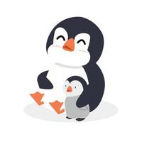 schattige pinguïn knuffelen een babypinguïn vector