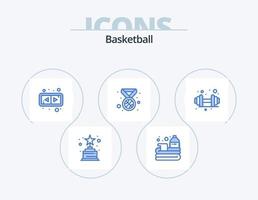 basketbal blauw icoon pak 5 icoon ontwerp. . Sportschool. pijlen. halter. medaille vector