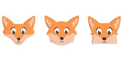 set cartoon fox hoofden vector