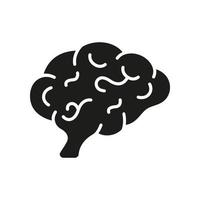 menselijk hersenen in kant visie silhouet icoon. menselijk hersenen anatomie. kennis, geheugen, verstand, logica intelligentie- glyph icoon. neurologie, psychologie pictogram. geïsoleerd vector illustratie.