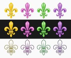 fleur de lis set. fleur de lys pictogrammen in verschillend stijlen. illustratie voor mardi gras carnaval. Koninklijk Frans heraldiek symbool. vector