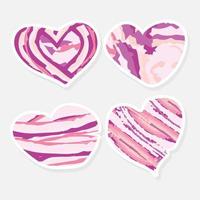reeks van modern stijl abstract harten stickers Aan wit achtergrond. een verzameling van harten. vector illustraties in de vorm van harten.
