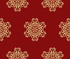 origineel Kerstmis achtergrond met sneeuwvlokken, naadloos patronen. rood achtergrond met goud ronde ornament. rood, goud. naadloos vector patroon. voor kleding stof, behang, textiel, verpakking.