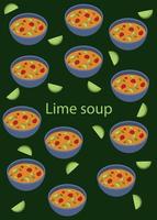 banier van limoen soep Mexicaans traditioneel gerecht. vector