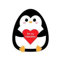 schattig pinguïn met een hart en de opschrift worden mijn Valentijn vector