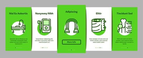 fysiek behandeling en herstel onboarding elementen pictogrammen reeks vector