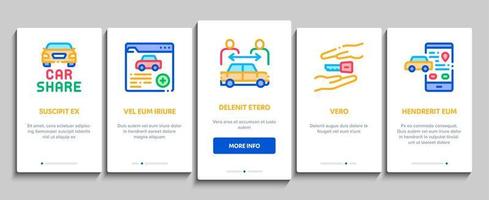 auto sharing bedrijf onboarding elementen pictogrammen reeks vector