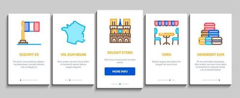 Frankrijk land reizen onboarding elementen pictogrammen reeks vector