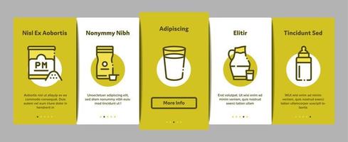 zuivel drinken en voedsel onboarding elementen pictogrammen reeks vector