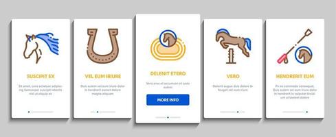 ruiter dier onboarding elementen pictogrammen reeks vector