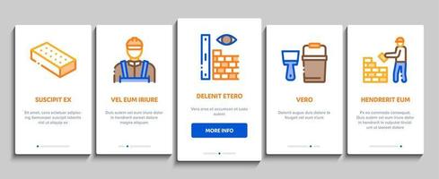 metselaar industrie onboarding elementen pictogrammen reeks vector