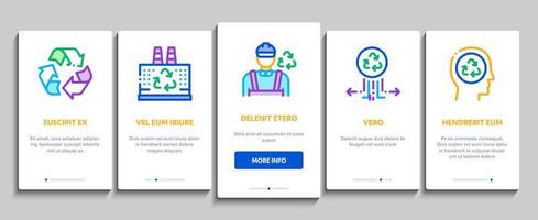 recycle fabriek ecologie industrie onboarding elementen pictogrammen reeks vector