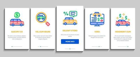 auto handel winkel onboarding elementen pictogrammen reeks vector