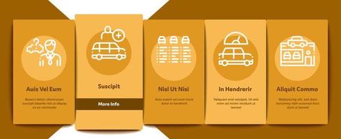 auto handel winkel onboarding elementen pictogrammen reeks vector