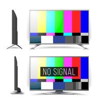 Nee signaal TV test patroon vector. lcd monitor. vlak scherm TV. televisie gekleurde bars signaal. analoog en ntsc standaard- TV test scherm. televisie onderhoud bestanddeel vector