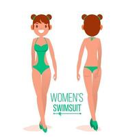 Dames s zwempak vector. modieus zwempak. terug en voorkant kant. mode bikini. geïsoleerd vlak illustratie vector