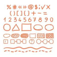 markeerstift hand- geschreven tekening getallen en symbolen vector