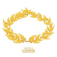 laurier kroon. Grieks krans met gouden bladeren. vector illustratie