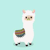 schattige pluizige alpaca die gras eet vector