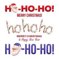 ho-ho-ho teken reeks vector. vrolijk kerstmis, gelukkig nieuw jaar groet kaart. tekst uitdrukking element voor ontwerp. geïsoleerd illustratie vector