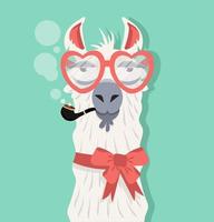 alpaca die een tabakspijp rookt vector