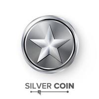 spel zilver munt vector met ster. realistisch zilver prestatie icoon illustratie. voor web, video spel of app koppel.