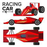 racing auto bolid vector. sport rood racing auto. voorkant, kant, terug visie. auto tekening. illustratie vector