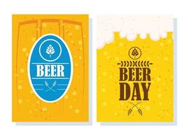 bier dag viering poster set met zegel stempel vector