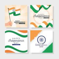 gelukkige indiase onafhankelijkheidsdag viering banner set vector