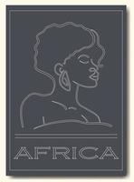 Afrikaanse vrouw portret lijn tekening zwart poster. minimalistisch modern Dames gezicht vector