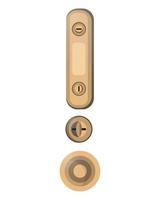 gouden deuren handvatten in realistisch stijl. modern staal metaal handvatten anf sleutelgat voor meubilair. kleurrijk vector illustratie geïsoleerd Aan wit achtergrond.
