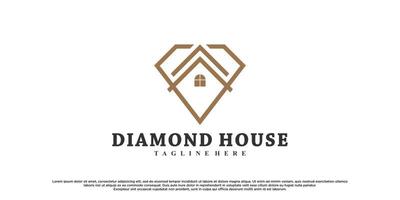 diamant huis logo ontwerp met creatief concept premie vector