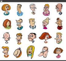 tekenfilm mensen tekens gezichten en stemmingen reeks vector