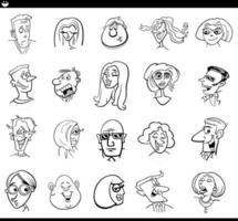 tekenfilm mensen tekens gezichten en emoties reeks vector