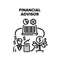 financieel adviseur ondersteuning vector zwart illustratie