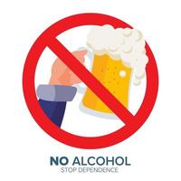 Nee alcohol symbool vector. verbod likeur label. geïsoleerd vlak tekenfilm illustratie vector