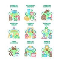 cosmetische detailhandel set iconen vector illustraties