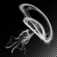 realistisch sigaret rook golven vector. rook of stoom- textuur, gemaakt met helling gaas. rook geïsoleerd over- zwart. rook ringen. vector