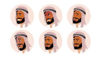 Arabisch avatar icoon Mens vector. saudi, emiraten, qatar, vae. menselijk emoties. anoniem mannetje. divers uitdrukking. divers hoofd. geïsoleerd tekenfilm karakter illustratie vector