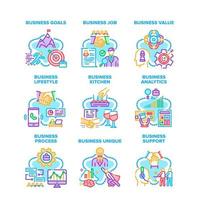 bedrijfsproces set iconen vector illustraties