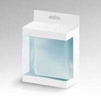 wit blanco karton rechthoek vector. wit pakket doos met transparant plastic venster. Product inpakken vector