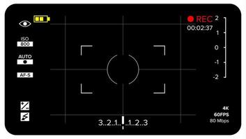 camera zoeker vector. modern camera scherpstellen scherm met instellingen. digitaal, dslr. camera opname illustratie vector