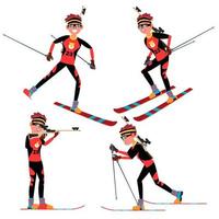 biatlon mannetje speler vector. in actie. sportman in ski biatlon wedstrijd. sporting apparatuur. tekenfilm karakter illustratie vector