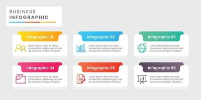 zes stappen modern infographic sjabloon vector