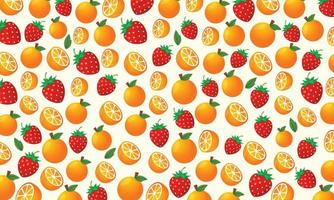 patroon fruit oranje en aardbei achtergrond. fruit patroon ontwerp vector