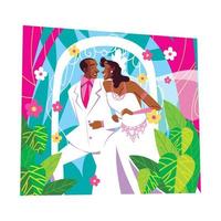 romantisch Afrikaanse paar in huwelijk vector