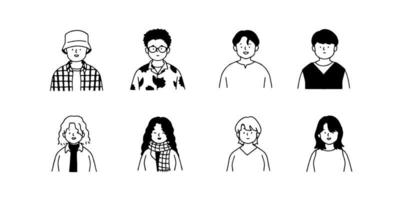 schets avatars profiel reeks kantoor arbeiders , hand getekend icoon stijl , vlak lijn vector. vector